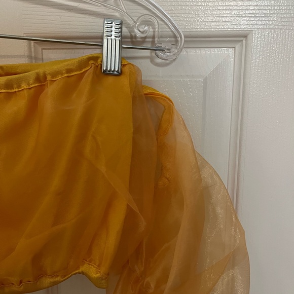 Gigi Hadid Iconic Orange Organza Crop Top Puffy Sleeves Romantic Size Small - Picture 6 of 9